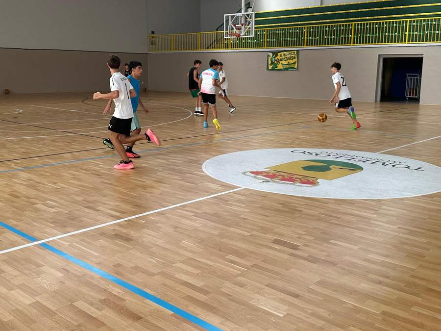 Participantes del Campus de Pretemporada del Club Baloncesto Tomelloso en el pabellón municipal San José